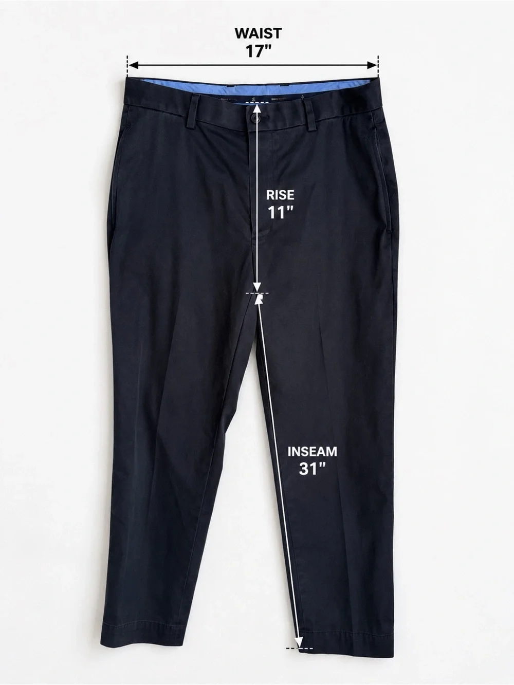 Brooks Brothers Advantage Chino Stretch Clark Fit Men’s Navy Pants W34 L32 cotto